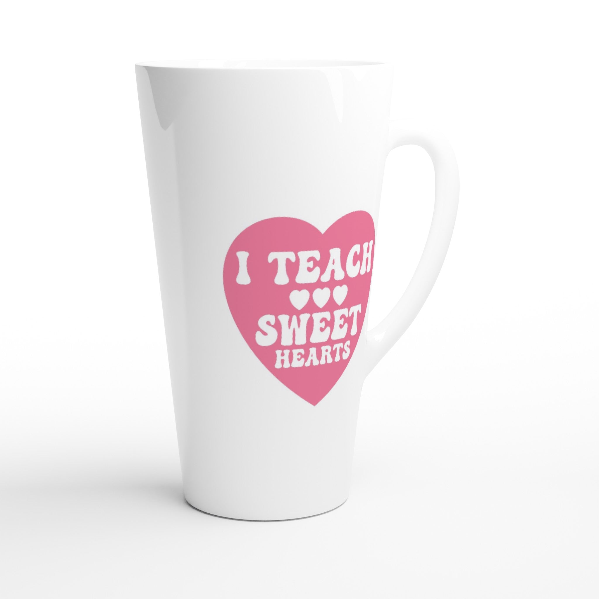 I Teach Sweet Hearts White Latte 17oz Ceramic Mug Latte Mug Globally Fulfilled Teacher