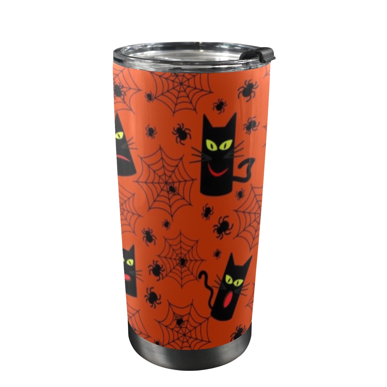 Halloween Black Cats 20oz Mobile Tumbler with Lid (Black Lock) One Size 20oz Travel Mug animal Halloween Printed Offshore