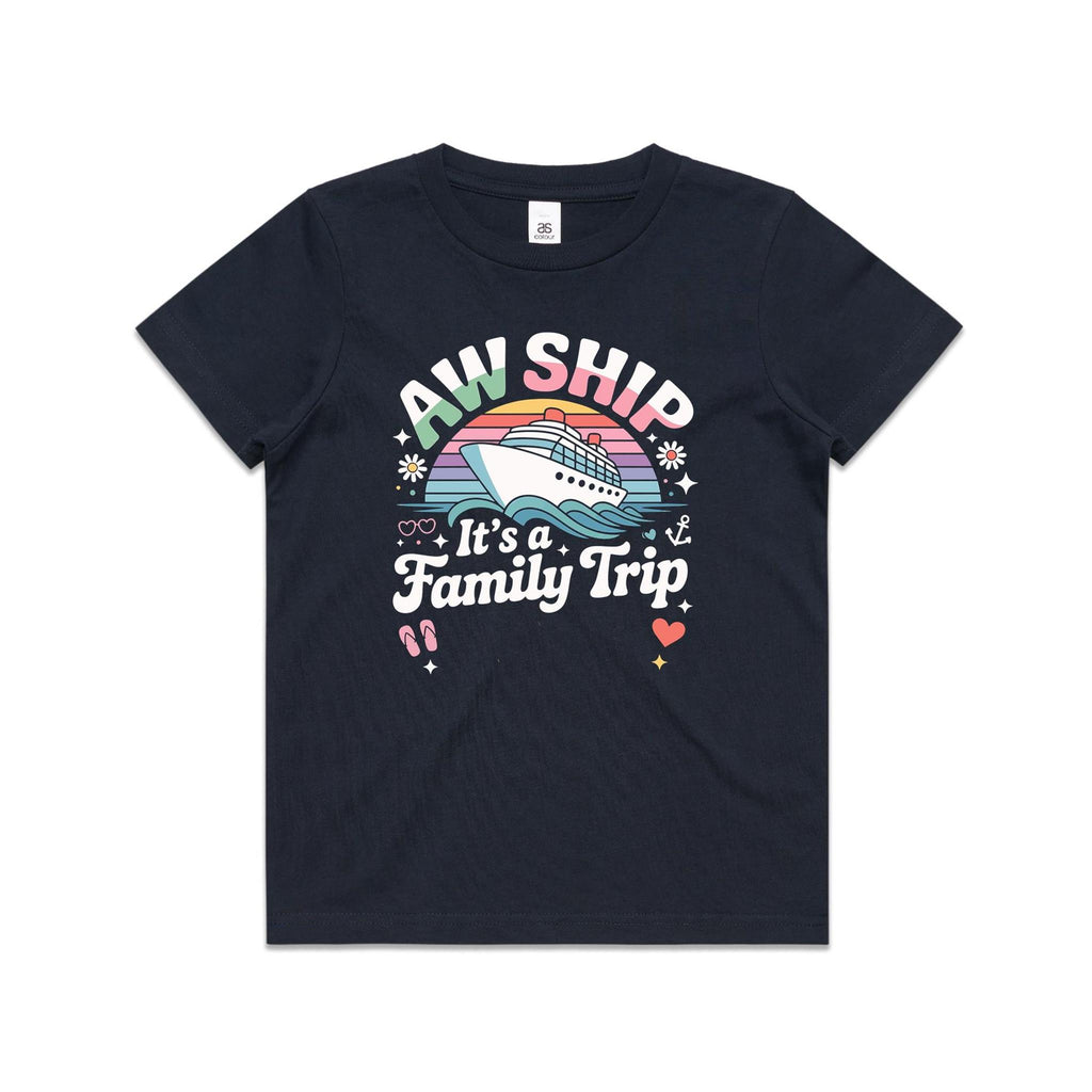 Aw Ship, It's A Family Trip Kids Cruise T-shirt Navy Kids Cruise T-shirt Cruise Printed In Australia