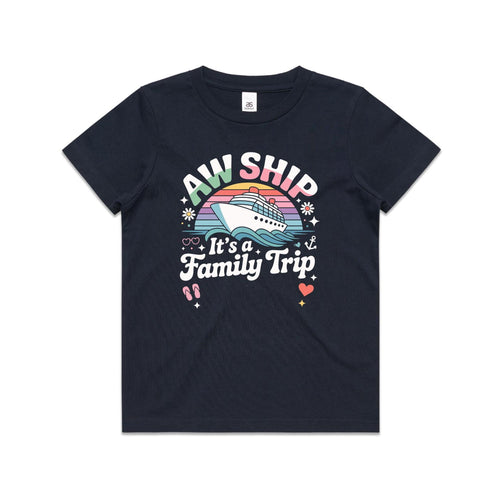 Aw Ship, It's A Family Trip Kids Cruise T-shirt Navy Kids Cruise T-shirt Cruise Printed In Australia