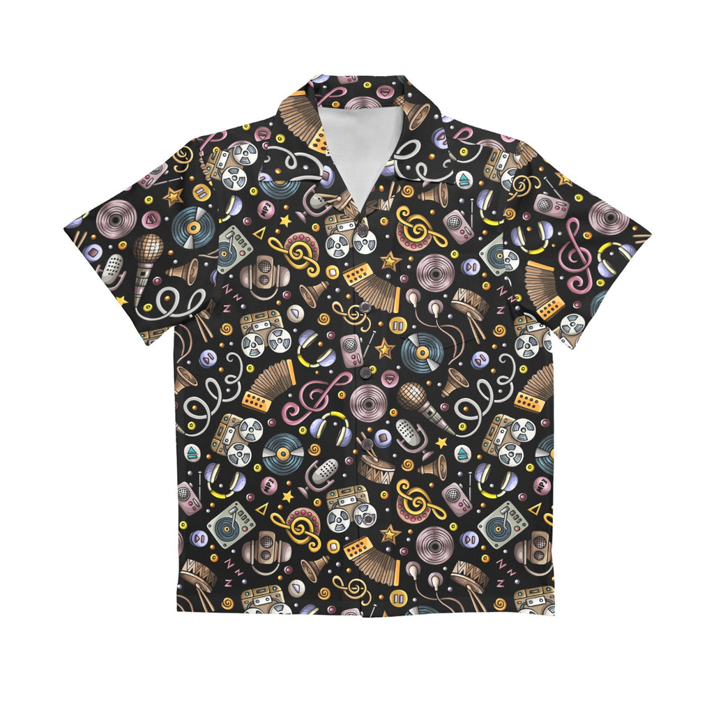 Retro Music Mix Senior Kids Hawaiian Shirt Senior Kids Hawaiian Shirt 8-15 Music Printed Offshore