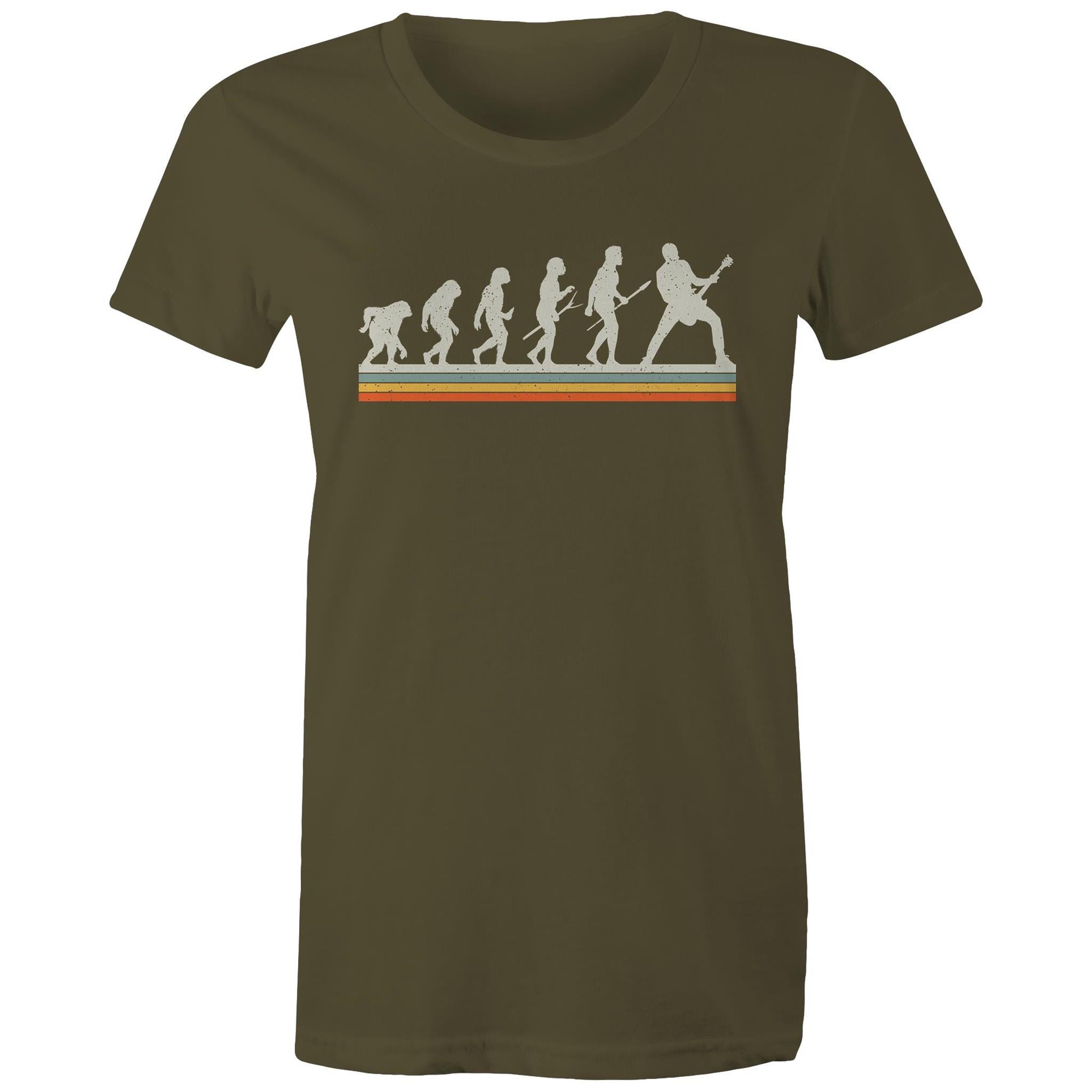 Guitar Player Evolution - Womens T-shirt Army Womens T-shirt Music Printed In Australia