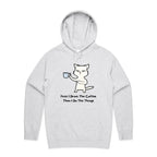 First I Drink The Coffee, Cat - Mens Hoodie White Marle Mens Hoodie animal Coffee Printed In Australia