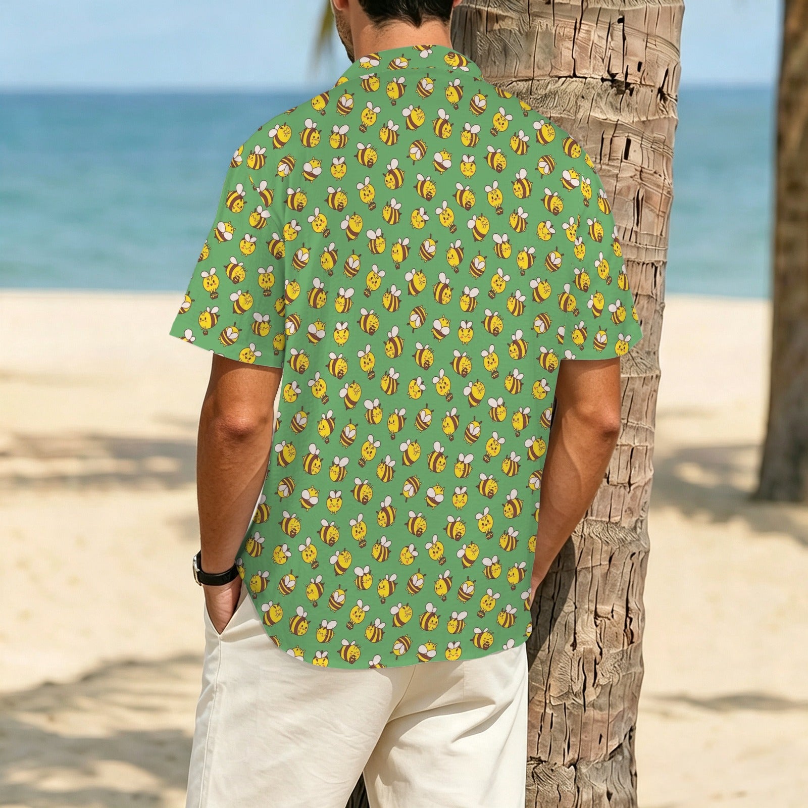 Busy Bees Men's Crinkle Hawaiian Shirt