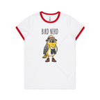 Bird Nerd 2 Women's AS Colour Ringer Tee White Red Womens Ringer T-shirt animal Birds Printed In Australia