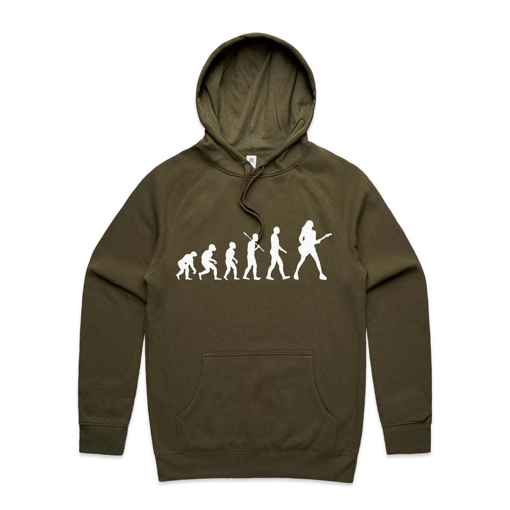 Guitarist Evolution - Mens Hoodie Army Mens Hoodie Music Printed In Australia