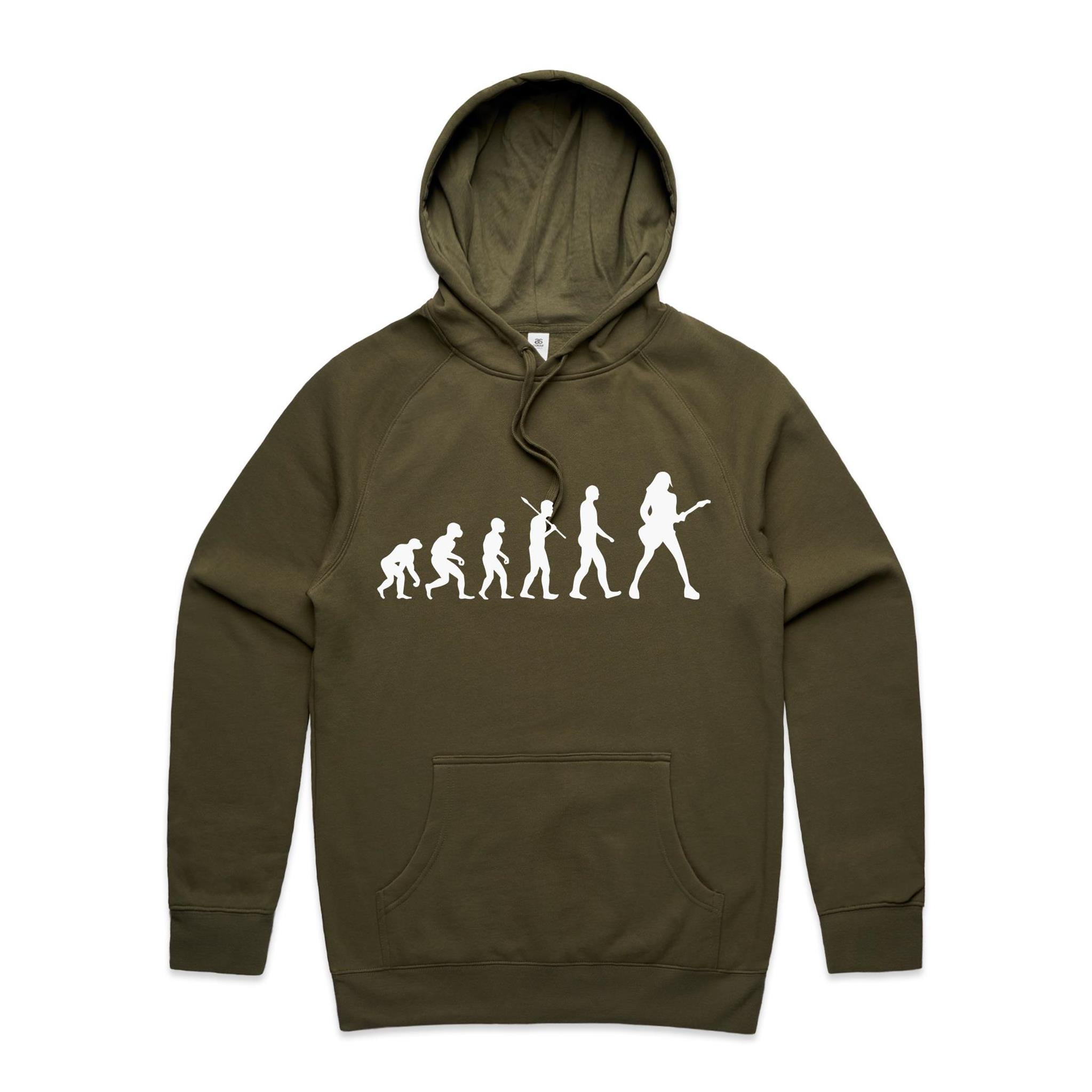 Guitarist Evolution - Mens Hoodie Army Mens Hoodie Music Printed In Australia