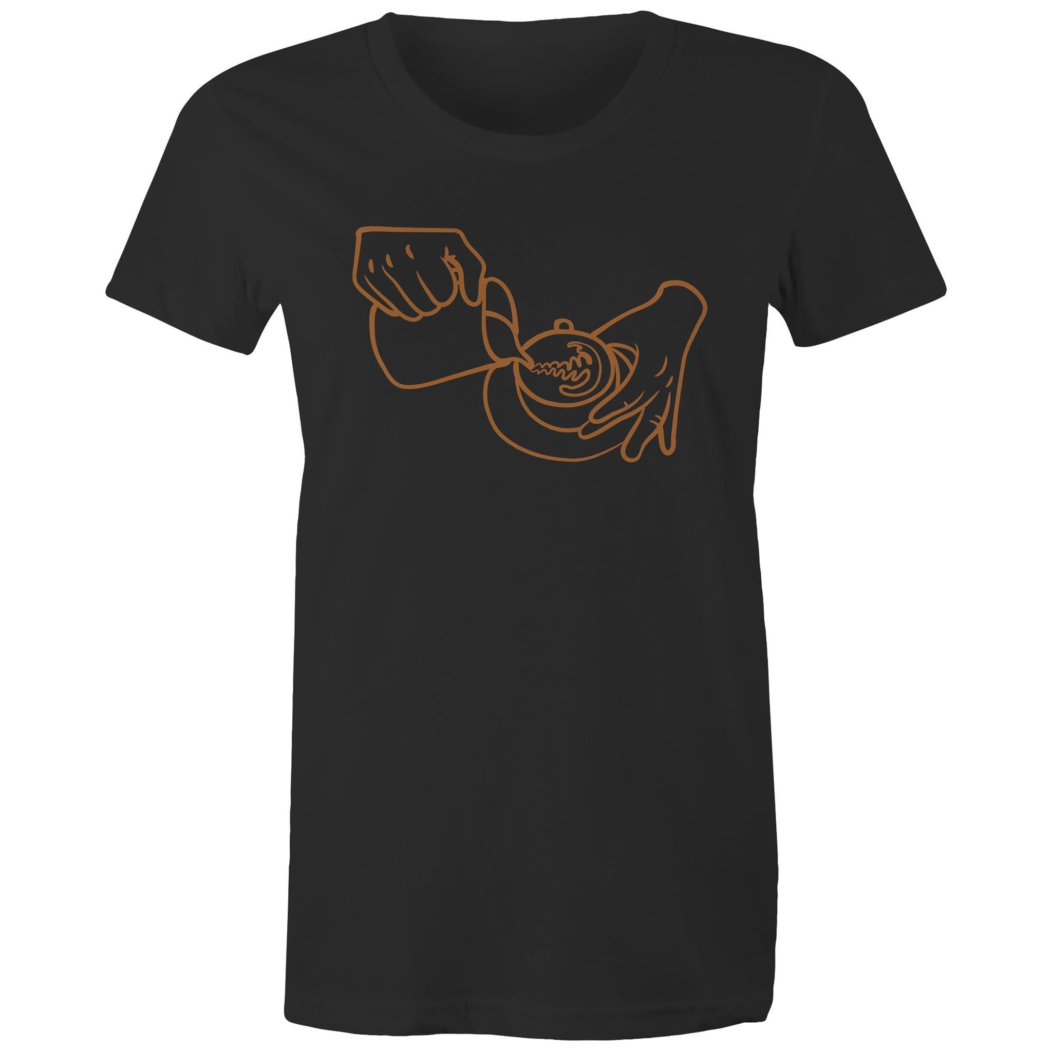Barista Pouring Coffee - Womens T-shirt Black Womens T-shirt Coffee Printed In Australia