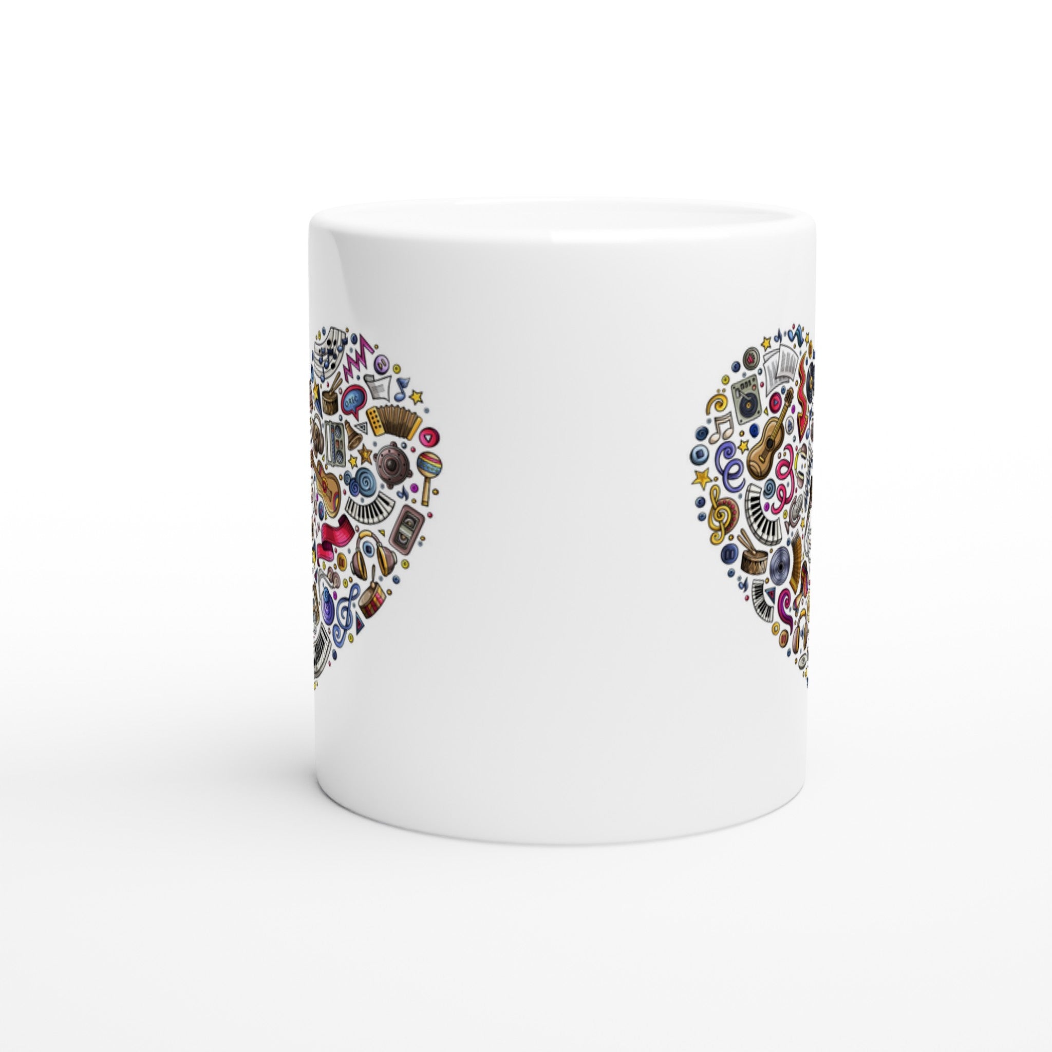 Heart Music - White 11oz Ceramic Mug White 11oz Mug Globally Fulfilled Love Music