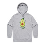 Vegan Avocado - Womens Hoodie Grey Marle Womens Hoodie Food Printed In Australia