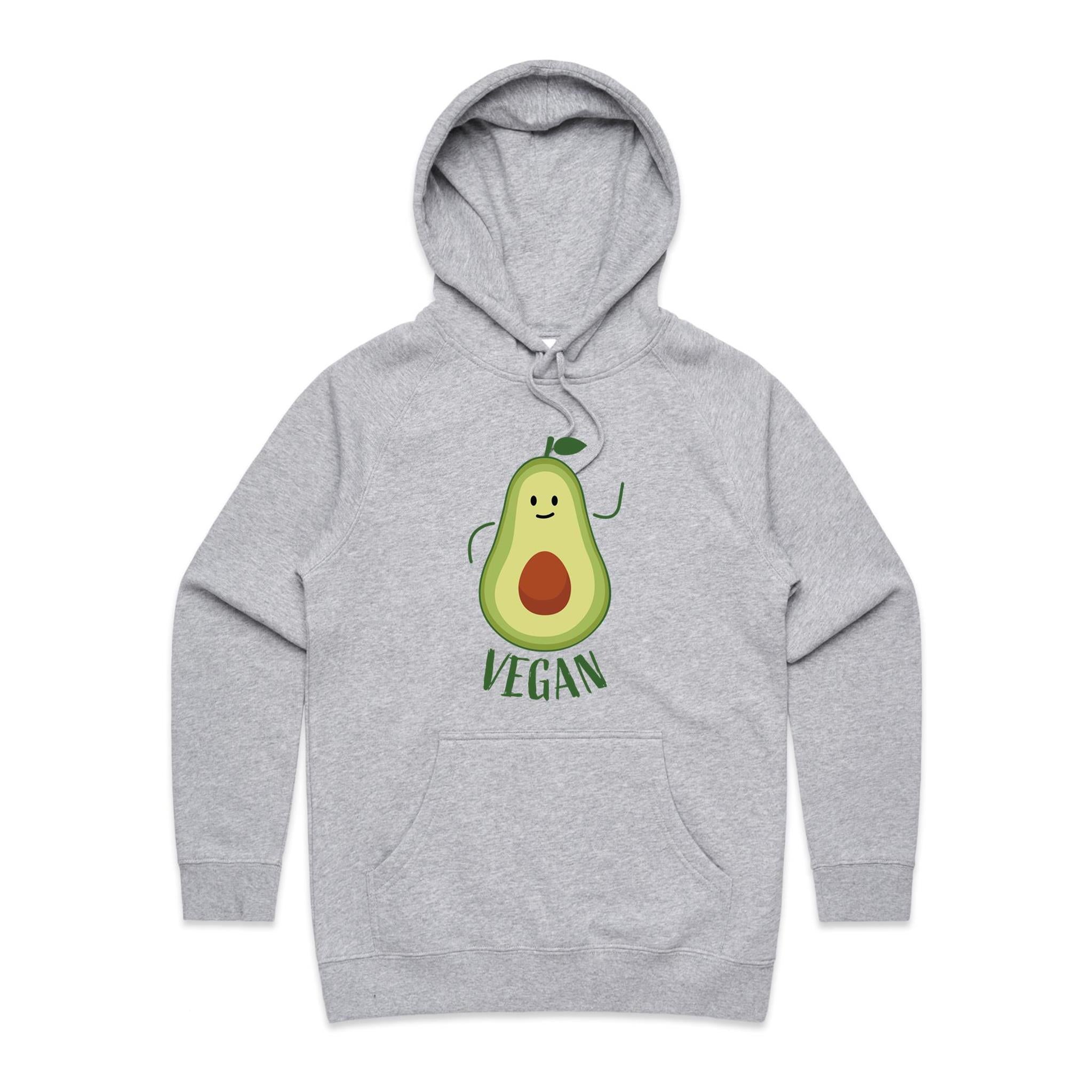Vegan Avocado - Womens Hoodie Grey Marle Womens Hoodie Food Printed In Australia