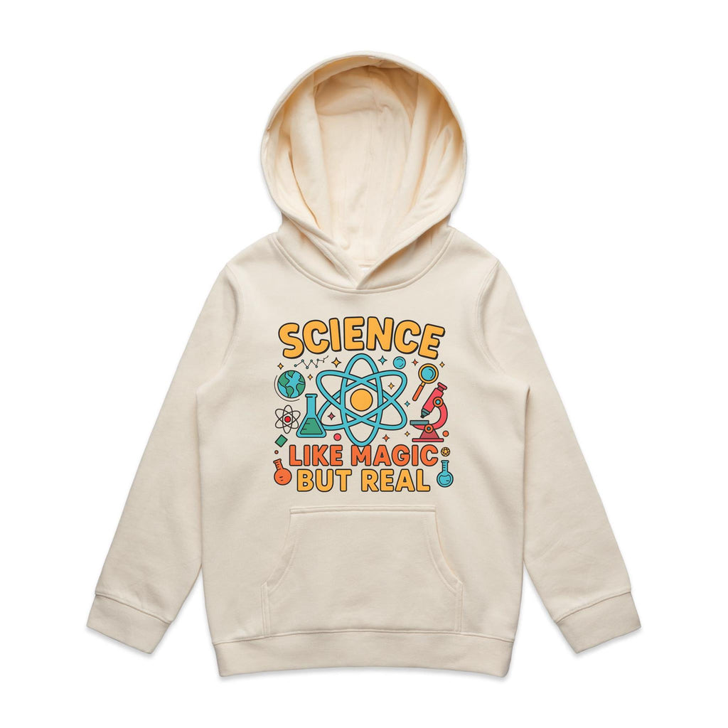 Science, Like Magic But Real - Kids Hoodie Ecru Kids Hoodie Printed In Australia Science
