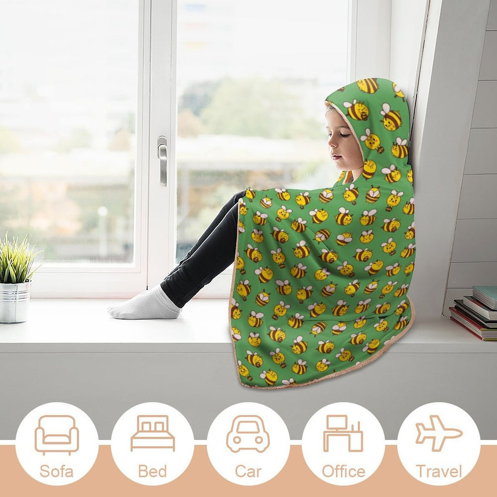 Busy Bees Kids Hooded Blanket 100cm x 130cm
