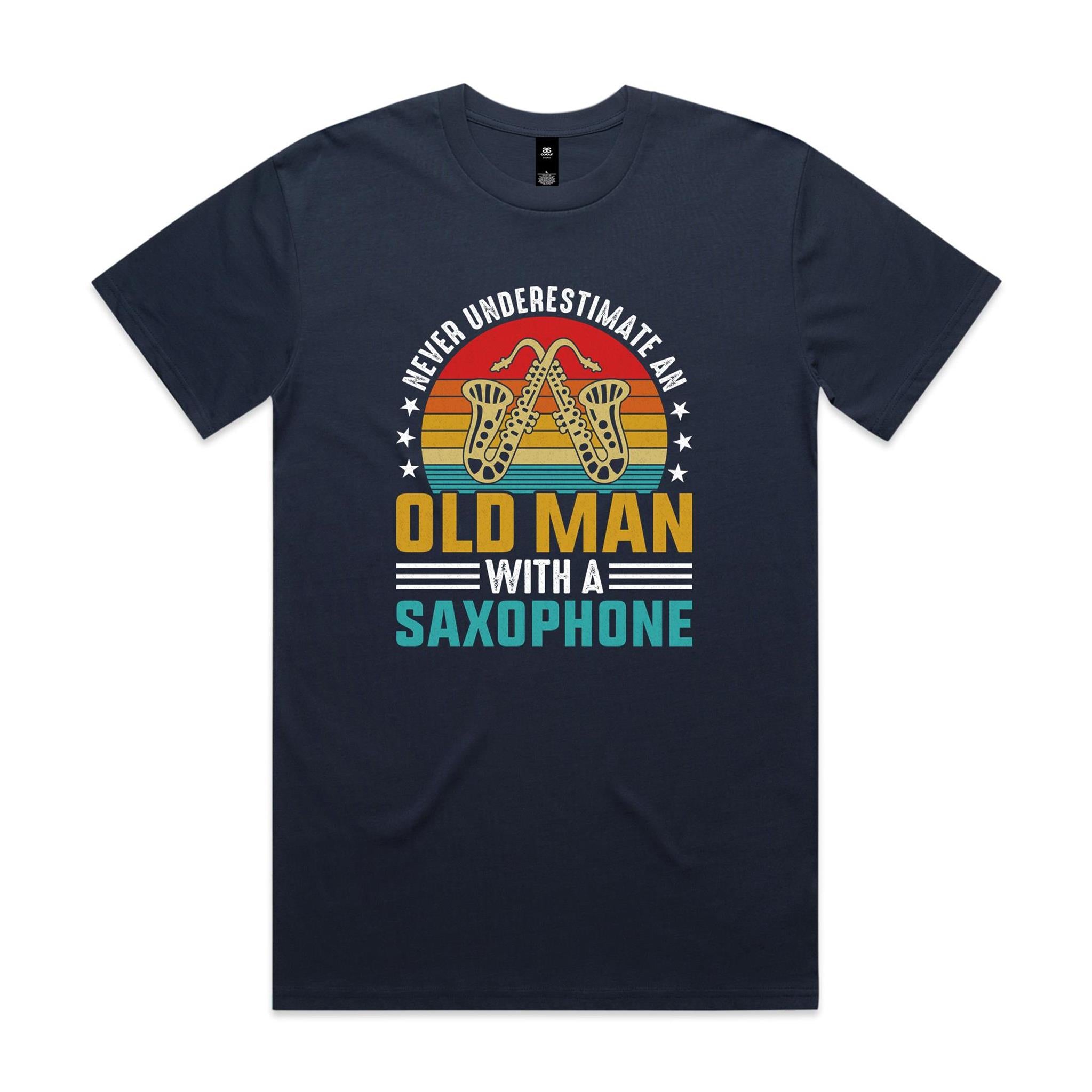 Never Underestimate An Old Man With A Saxophone - Men's AS Colour T-shirt