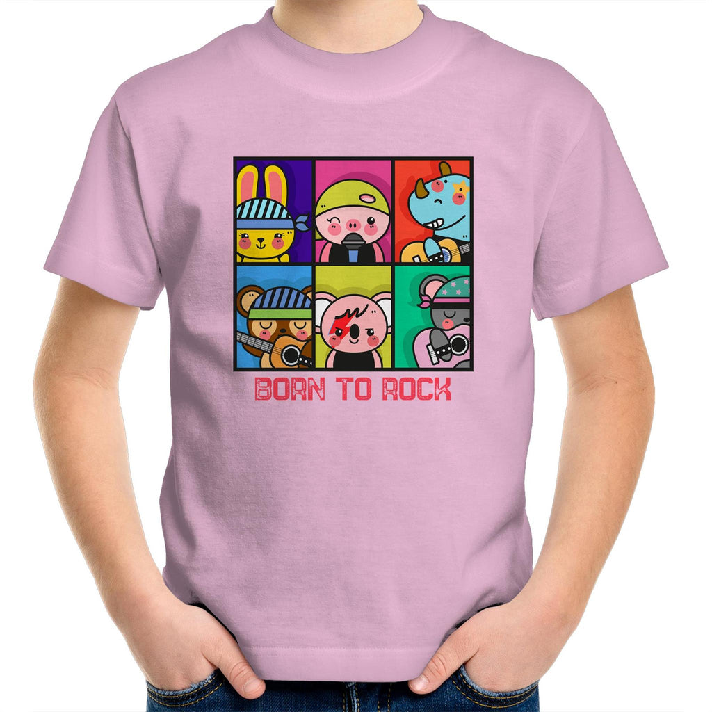 Born To Rock - Kids Youth T-Shirt Pink Kids Youth T-shirt Music Printed In Australia
