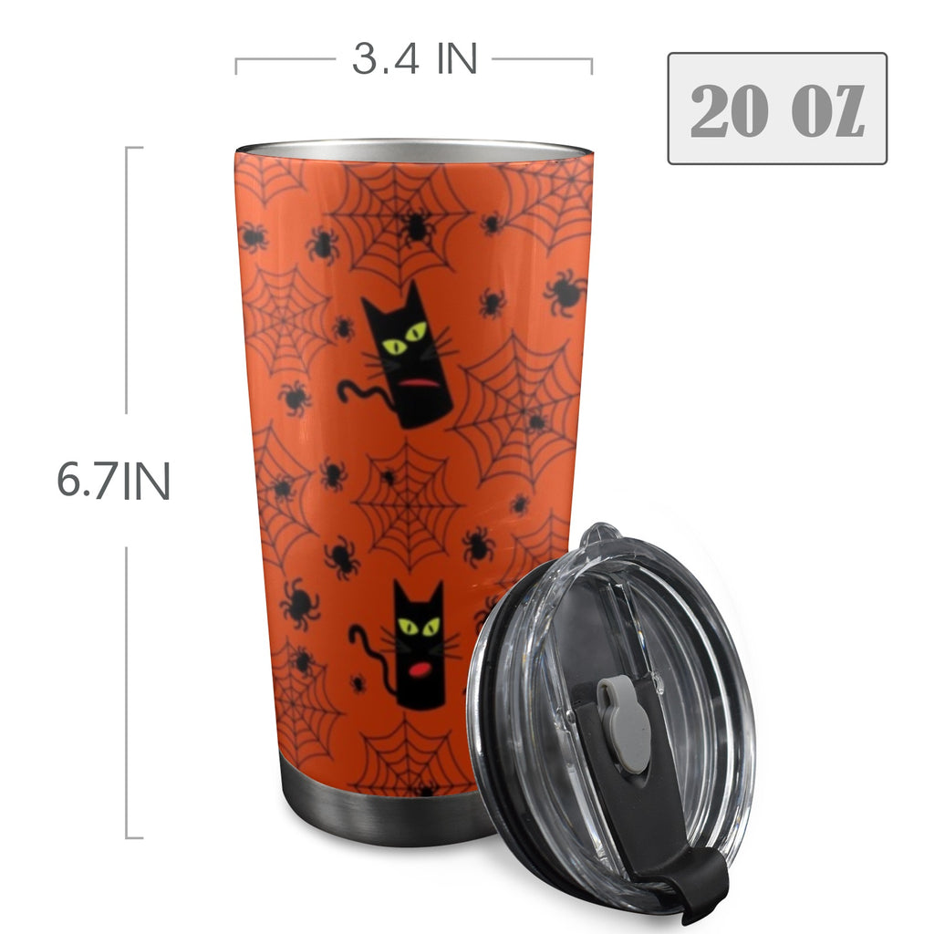 Halloween Black Cats 20oz Mobile Tumbler with Lid (Black Lock) 20oz Travel Mug animal Halloween Printed Offshore