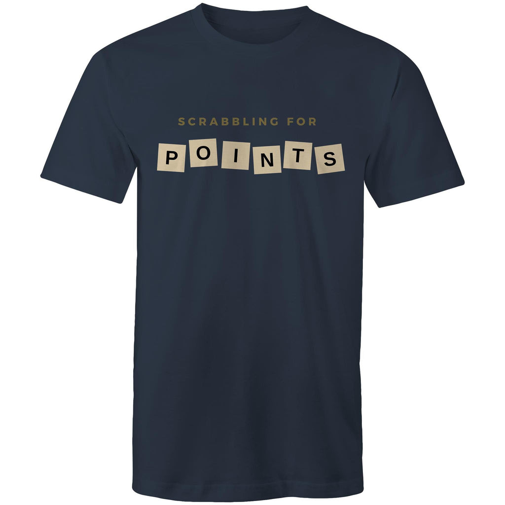 Scrabbling For Points - Mens T-Shirt Navy Mens T-shirt Games Printed In Australia