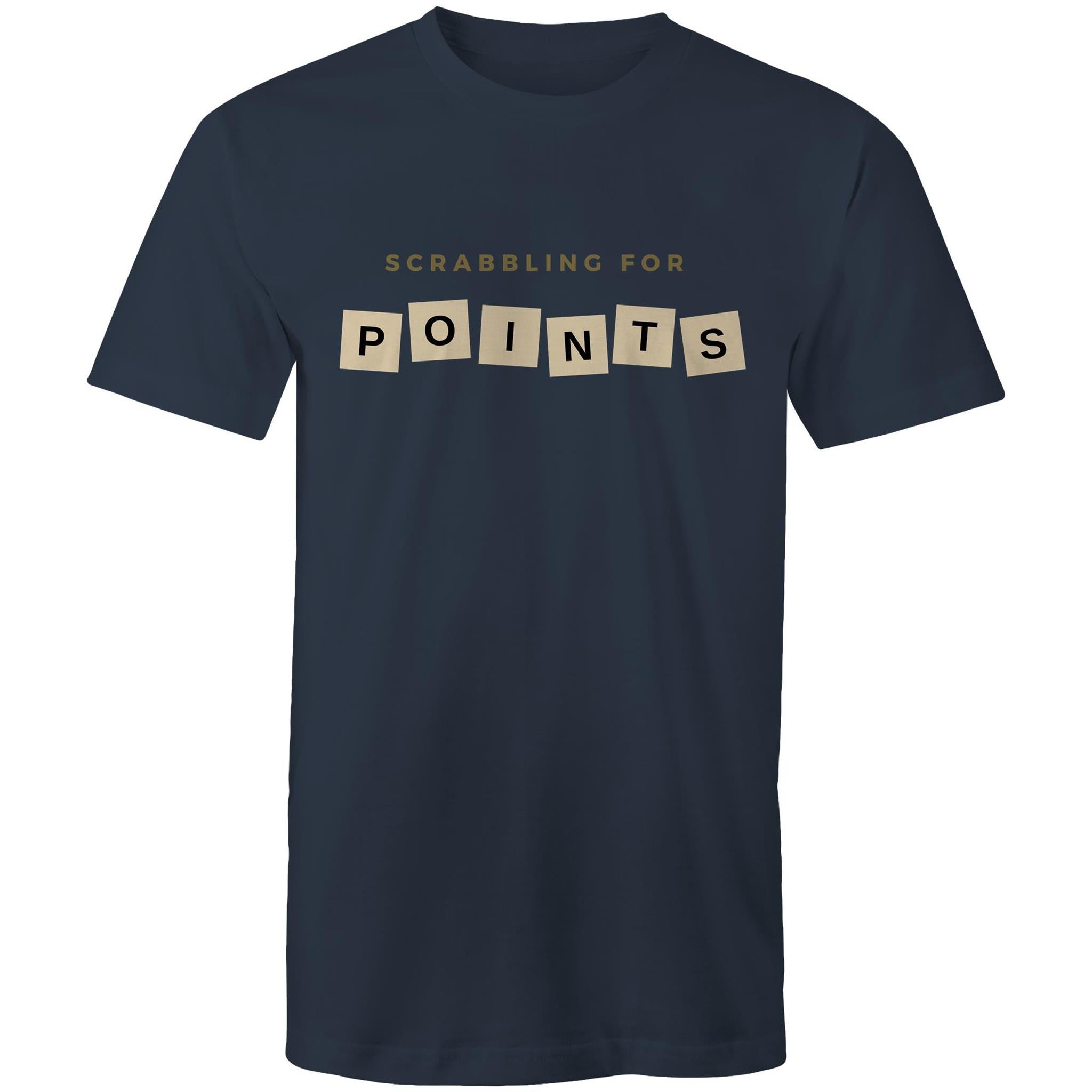 Scrabbling For Points - Mens T-Shirt Navy Mens T-shirt Games Printed In Australia