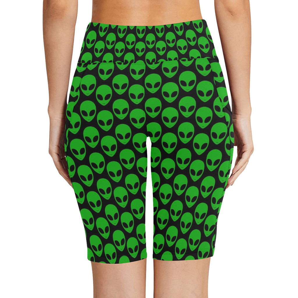 Aliens Women's Bike Shorts With Side Pockets Women's Bike Shorts Printed Offshore Sci Fi