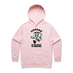 Coffee, Because Murder Is Wrong - Womens Hoodie Pink Womens Hoodie Coffee Printed In Australia