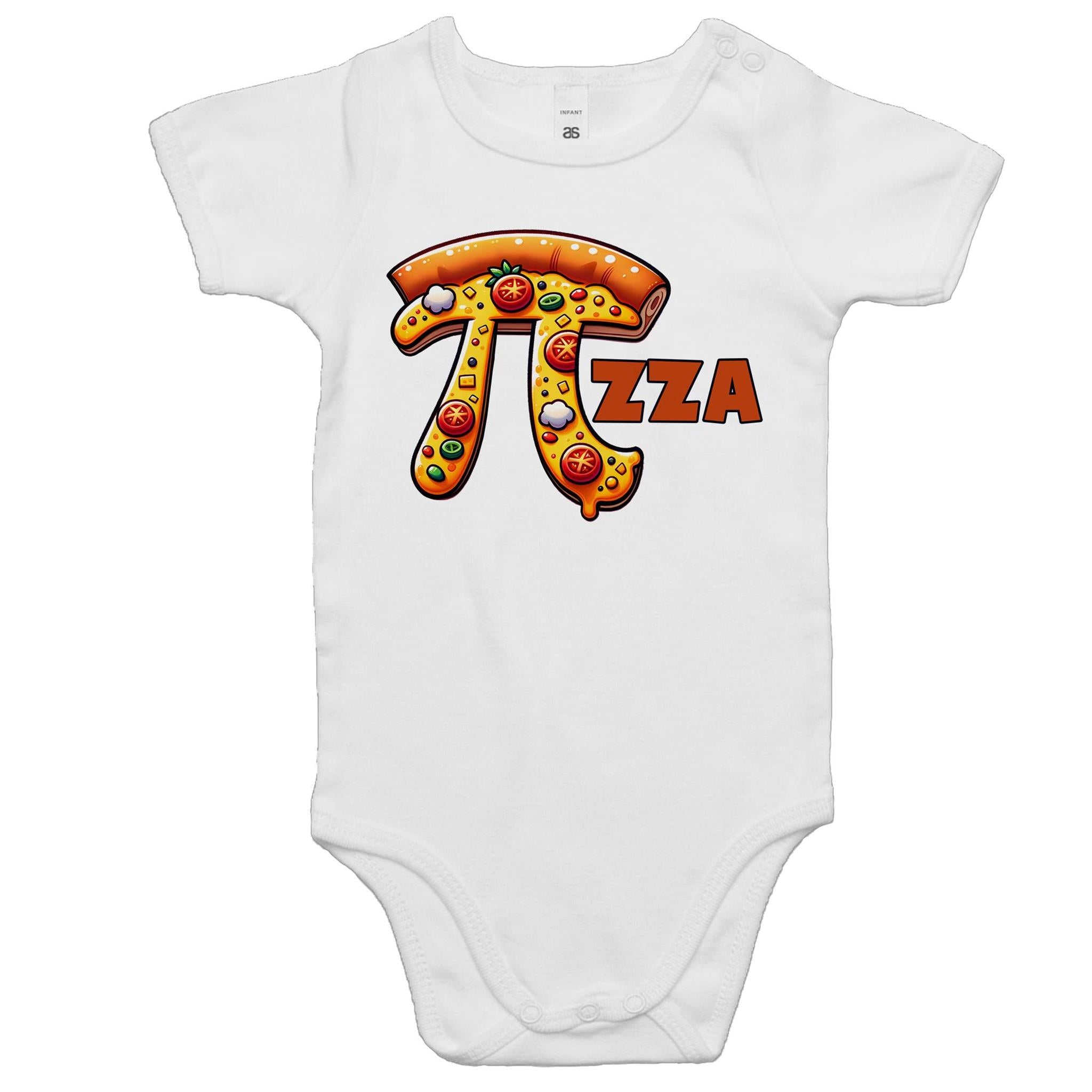 Pi Pizza - Baby Bodysuit White Baby Bodysuit Food Maths Printed In Australia Science