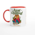 Personalised - Just Chilling - White 11oz Ceramic Mug with Colour Inside Ceramic Red Personalised 11oz Mug animal customise Globally Fulfilled personalise