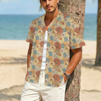 Vintage Retro Floral Men's Crinkle Hawaiian Shirt