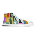 Colourful Chess - Kids High Top Canvas Shoes