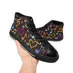 Music Notes - Men's High Top Canvas Shoes