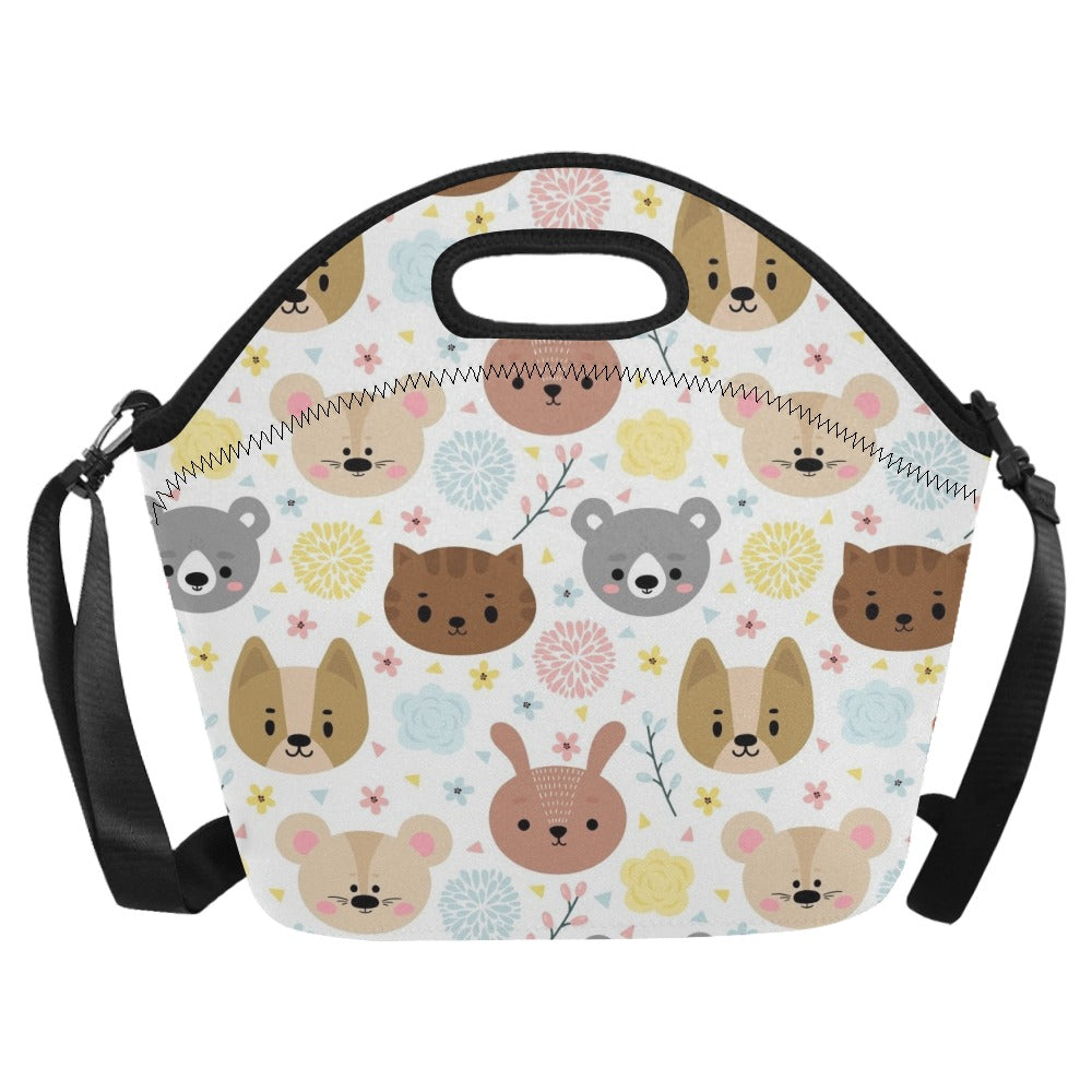 Baby Animals Neoprene Lunch Bag/Large (Model 1669) Neoprene Lunch Bag animal Printed Offshore