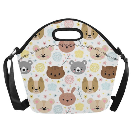 Baby Animals Neoprene Lunch Bag/Large (Model 1669) Neoprene Lunch Bag animal Printed Offshore