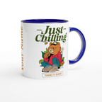 Personalised - Just Chilling - White 11oz Ceramic Mug with Colour Inside Personalised 11oz Mug animal customise Globally Fulfilled personalise