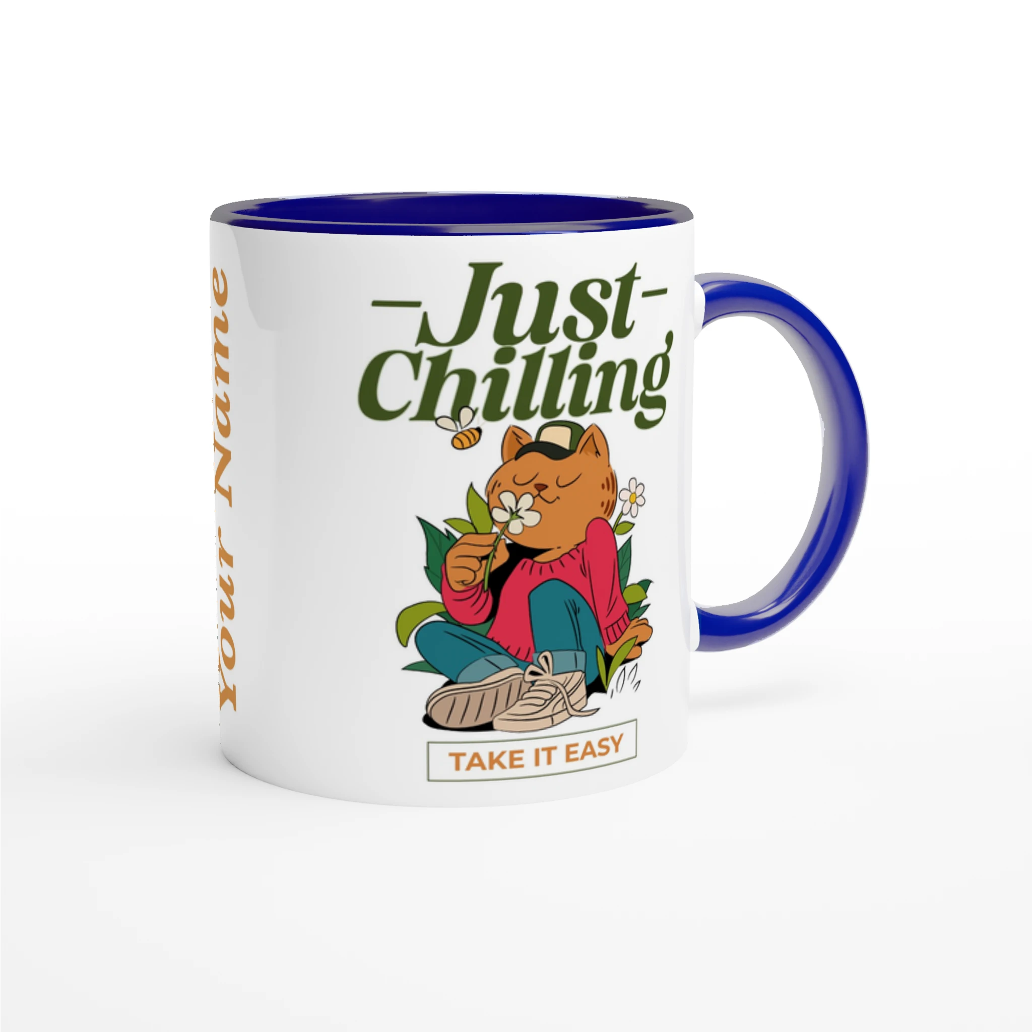 Personalised - Just Chilling - White 11oz Ceramic Mug with Colour Inside Personalised 11oz Mug animal customise Globally Fulfilled personalise