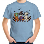 Halloween Raccoons - Kids Youth T-Shirt Carolina Blue Kids Youth T-shirt Halloween Printed In Australia