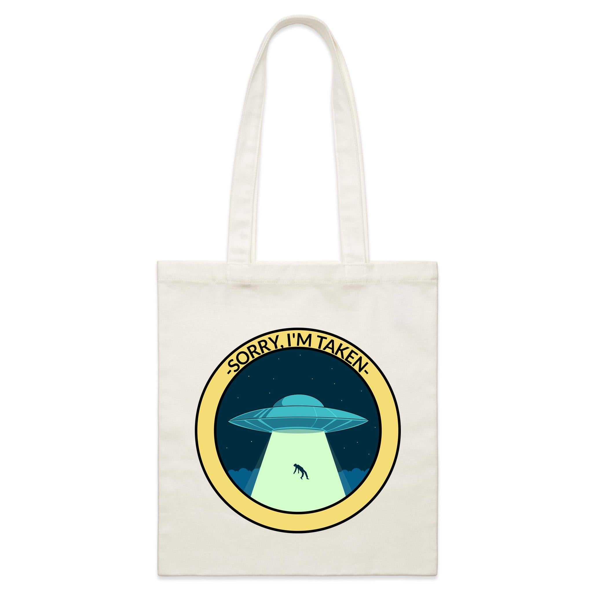Sorry I'm Taken, Alien Abduction - Parcel Canvas Tote Bag Default Title Small Tote Bag Printed In Australia Sci Fi
