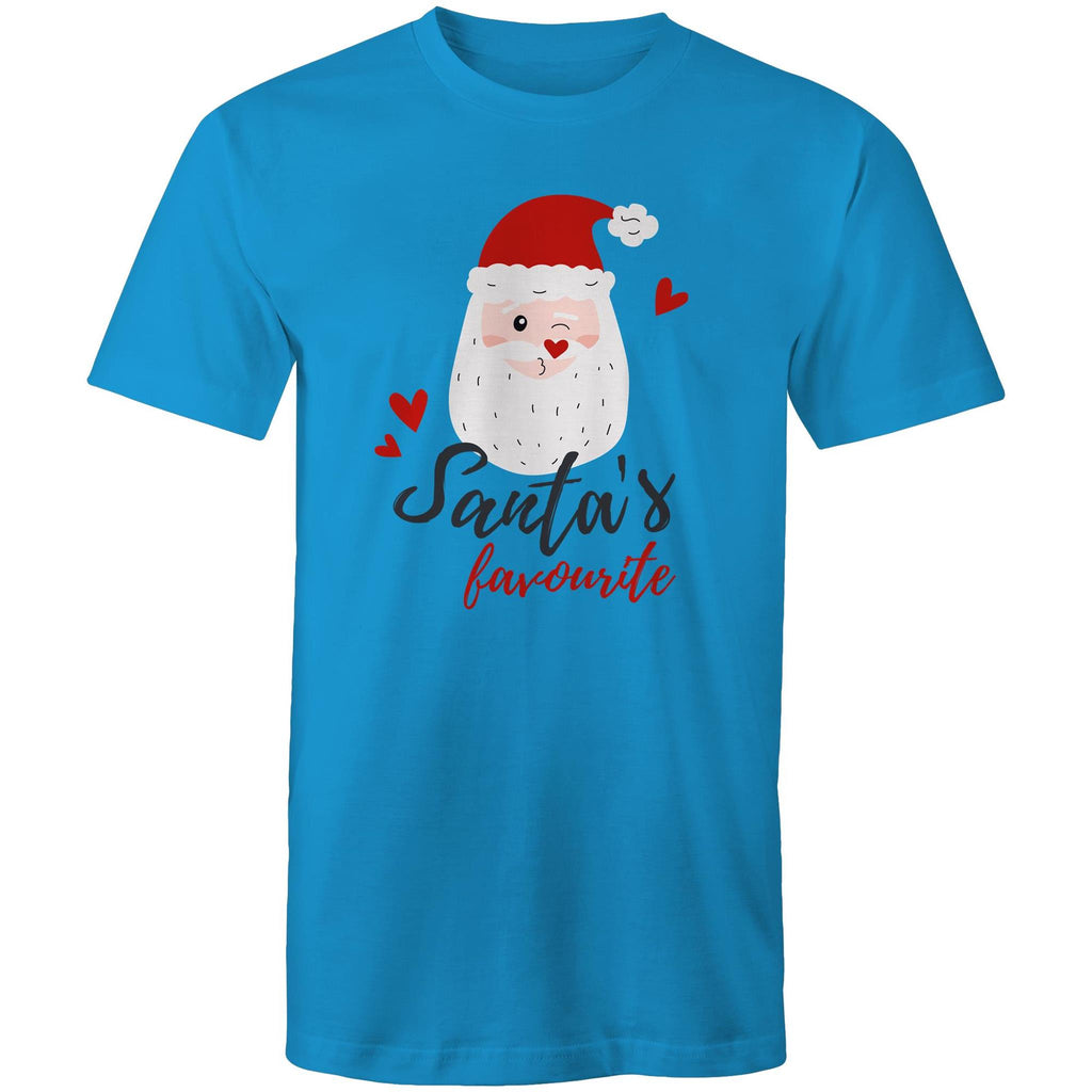 Santa's Favourite - Mens T-Shirt Arctic Blue Mens Christmas T-shirt Christmas Printed In Australia
