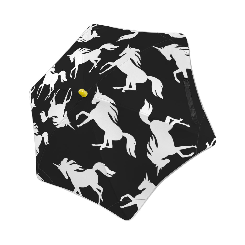 Black And White Unicorn Kids Safe Round Corner Umbrella One Size Kids Safe Round Corner Umbrella animal Printed Offshore