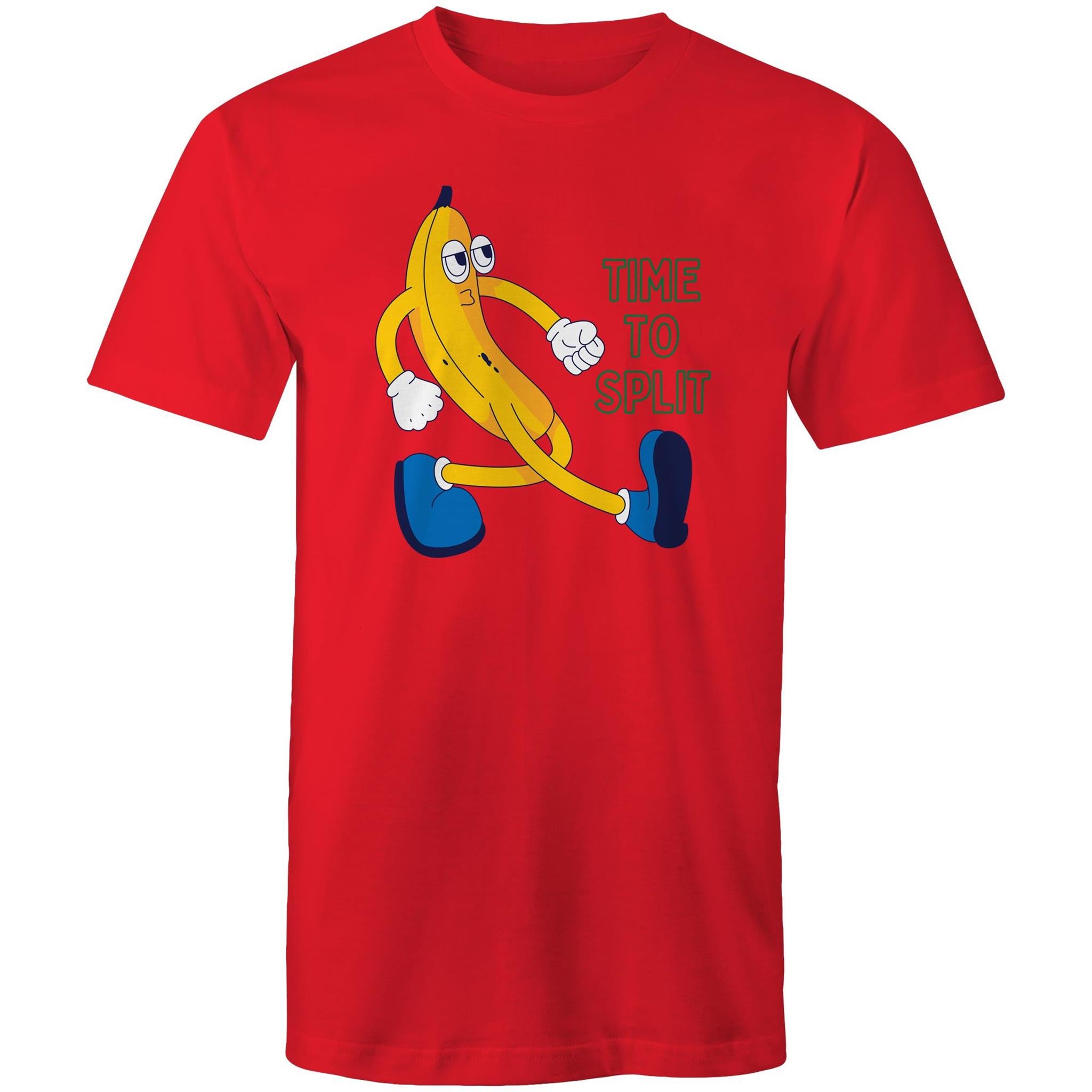 Time To Split, Banana - Mens T-Shirt Red Mens T-shirt Food Printed In Australia