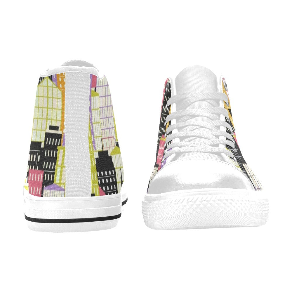City Scape Women's High Top Canvas Shoes Womens Classic High Top Shoes Printed Offshore