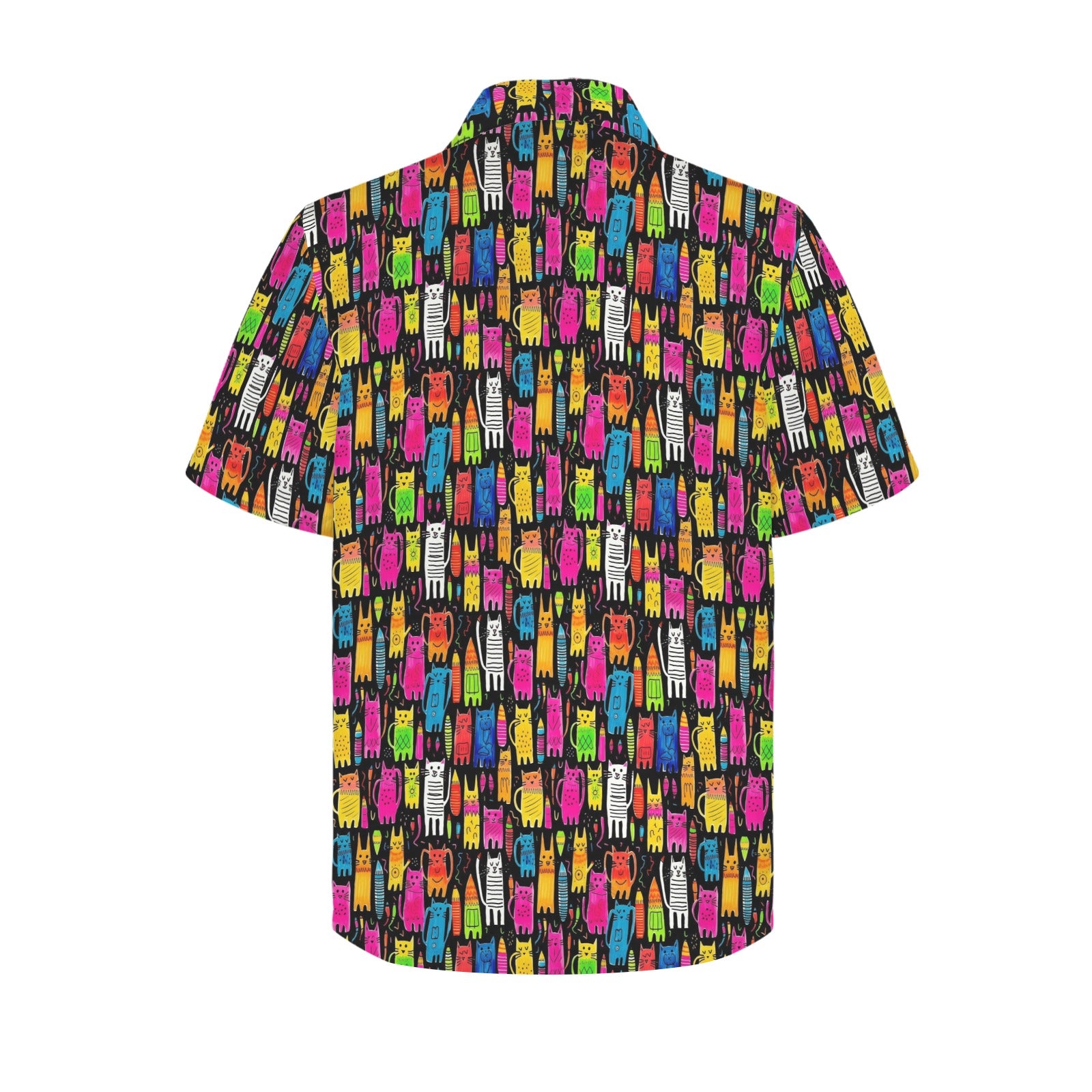 Colourful Cats Men's Short Sleeve Hawaiian Shirt Men's Hawaiian Shirt (New) animal Printed Offshore