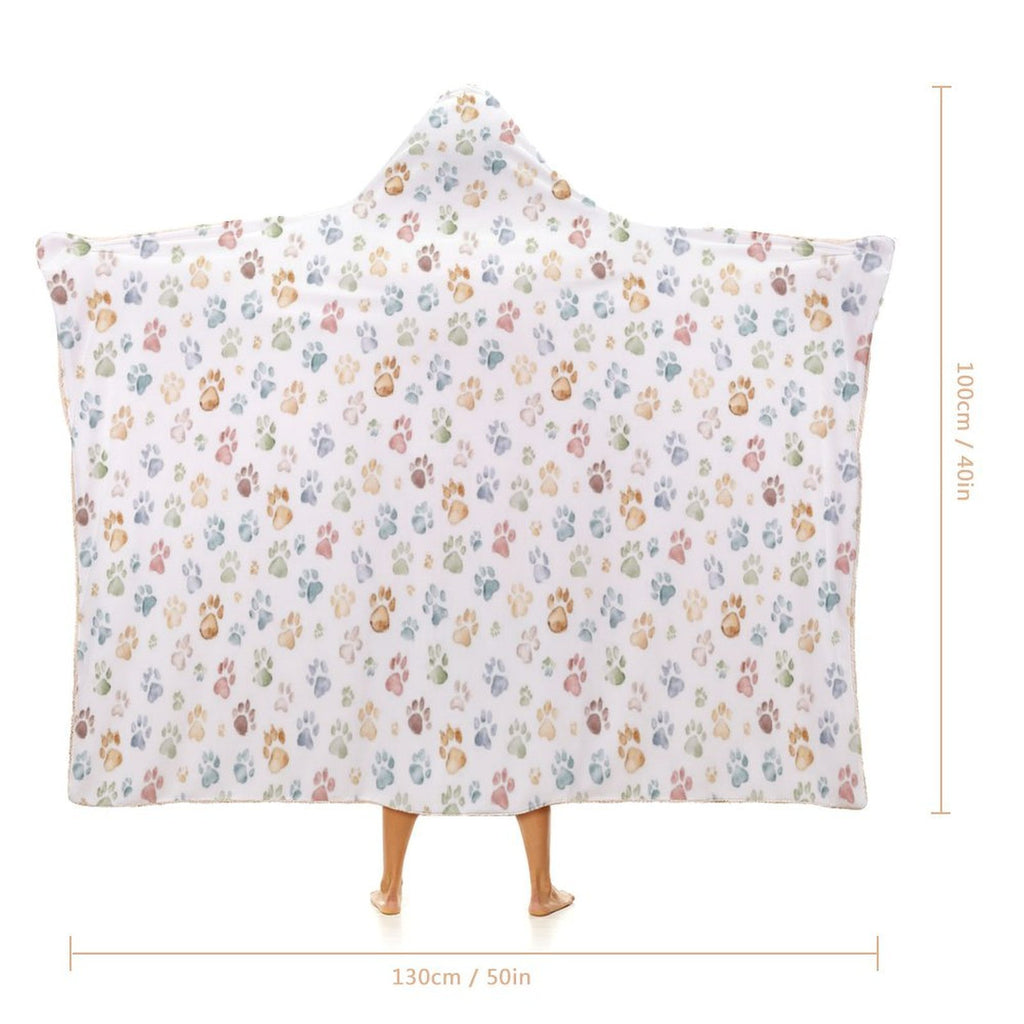 Paw Prints Kids Hooded Blanket 100cm x 130cm