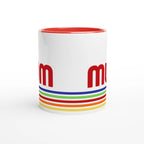 Mum Mug With Retro Stripes White 11oz Ceramic Mug with Colour Inside Colour 11oz Mug Globally Fulfilled Mum