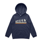 Guitar Player Evolution - Kids Hoodie Midnight Blue Kids Hoodie Music Printed In Australia