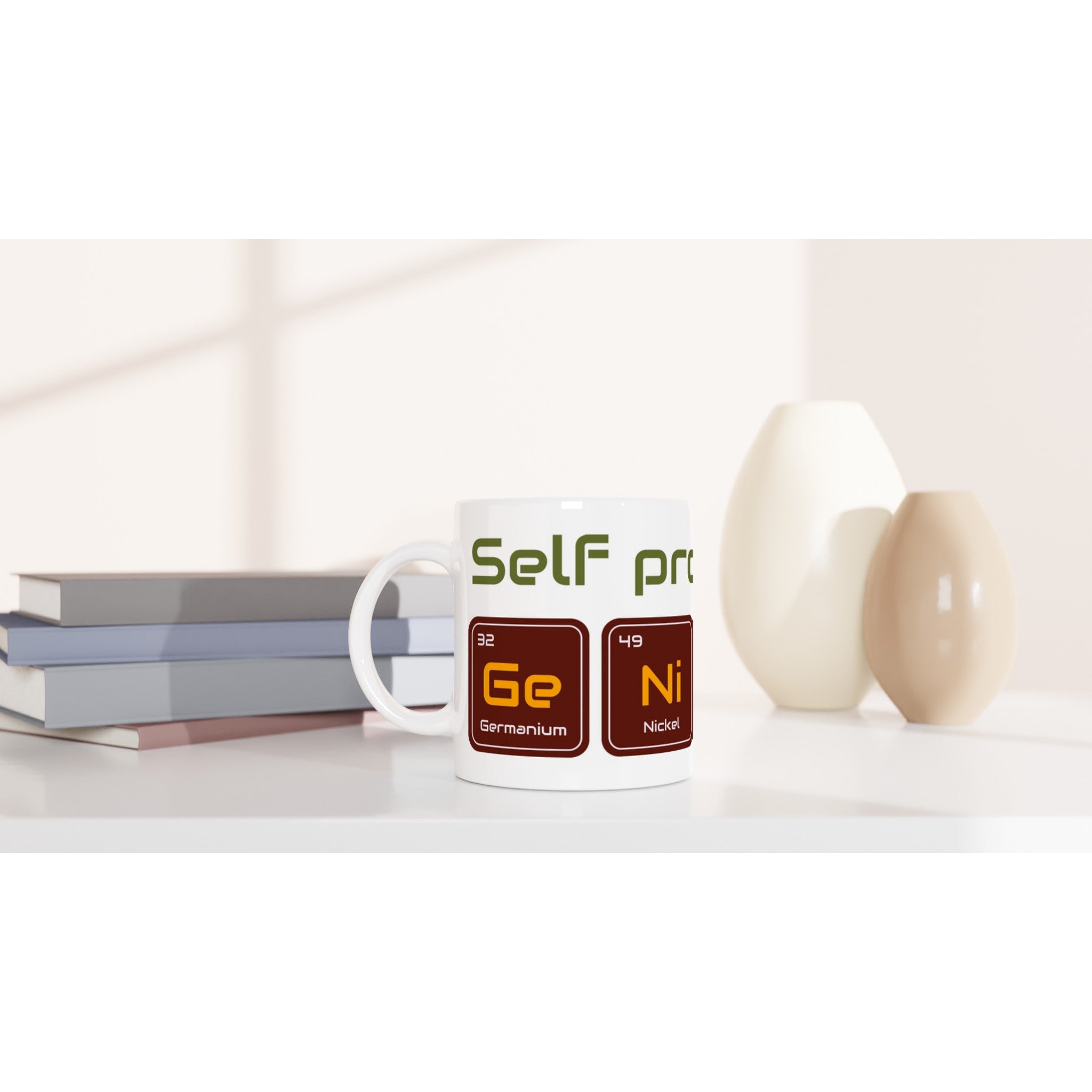 Self Proclaimed Genius - White 11oz Ceramic Mug White 11oz Mug Funny Globally Fulfilled Science