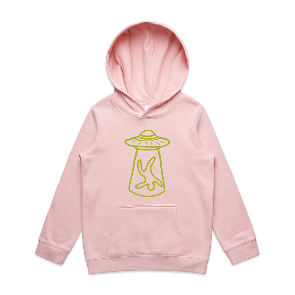 Alien Abduction, UFO - Kids Hoodie Pink Kids Hoodie Printed In Australia