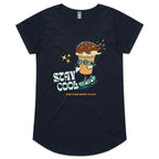 Stay Cool, Ice Cream - Womens Scoop Neck T-Shirt Navy Womens Scoop Neck T-shirt Printed In Australia Summer
