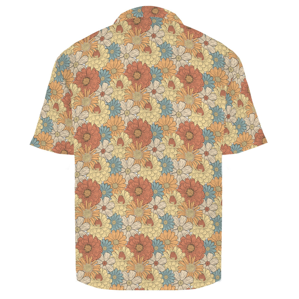Vintage Retro Floral Men's Crinkle Hawaiian Shirt