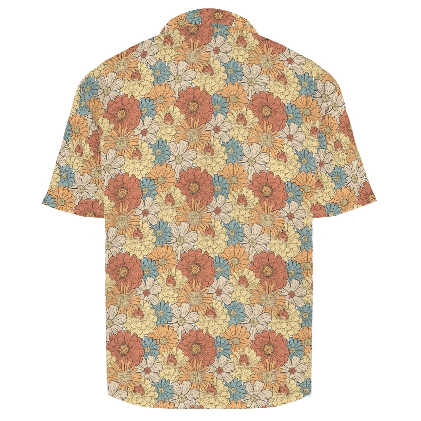 Vintage Retro Floral Men's Crinkle Hawaiian Shirt