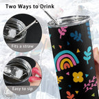 Rainbows And Flowers - 20oz Tall Skinny Tumbler with Lid and Straw