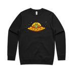 Alien Pizza - AS Colour Stencil Crew Black Sweatshirt Food Printed In Australia Sci Fi